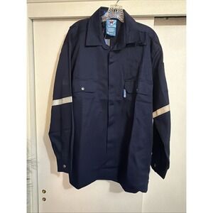 Houston Fire Retardant Clothing 2XL Navy Work Jacket Reflector
